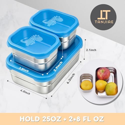 Tanjiae 3 CUP+1 CUP Stainless Steel Lunch Snack Containers Set | Leak