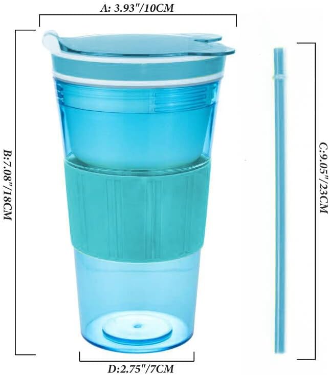 Women Men Snack Drink Cup Combo All-in-One Tumbler On-The-Go Blue Pack