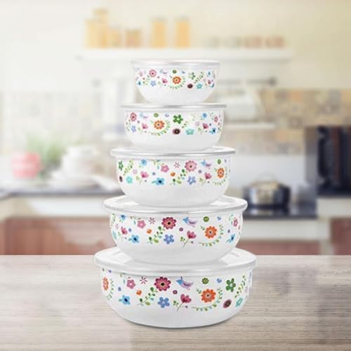 5 Pieces Mixing Bowl Set with Lids, Nesting Food Storage Containers