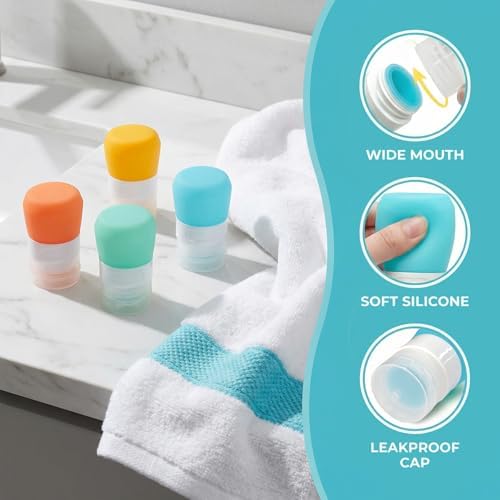 Mini Squeeze Bottles for Sauces, 4 Pack 1 oz Travel Bottles, Silicone