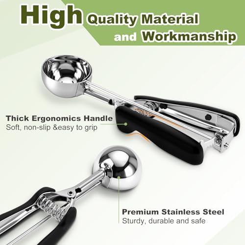 3 Pack Cookie Scoop, Stainless Steel Cookie Scoops for Baking