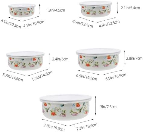 Cabilock 5-Piece Enamel Mixing Bowl Set with Lids - Vintage Nesting