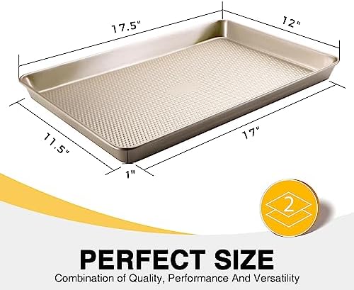 2 Pack Half Sheet Cookie Sheets for Baking, Nonstick Baking Pans