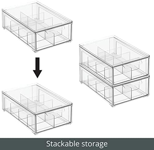 mDesign Plastic Kitchen and Pantry Organizer with Divided Drawer