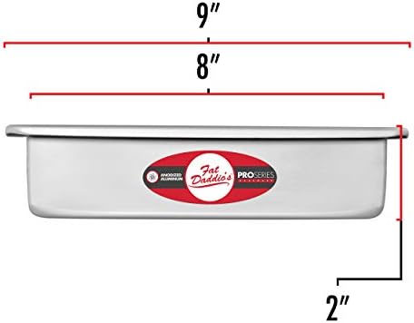 Fat Daddio's PSQ-882 Anodized Aluminum Square Cake Pan, 8 x 2 Inch