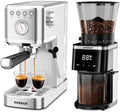 CHULUX Espresso Machine with Conical Burr Grinder, Silver