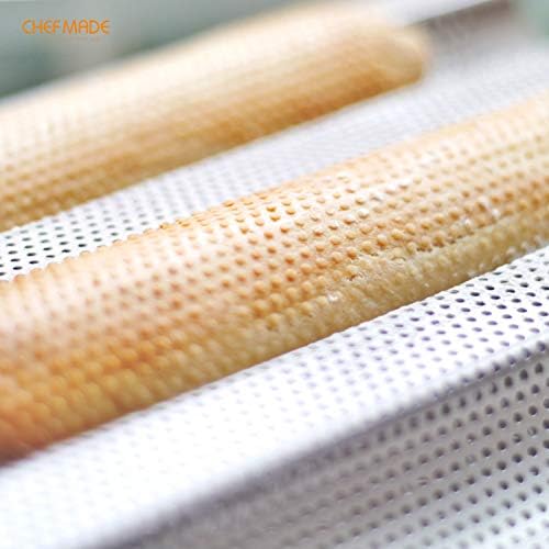 CHEFMADE Perforated Baguette Pan, 15-Inch 3 Wave Loaves Non-Stick