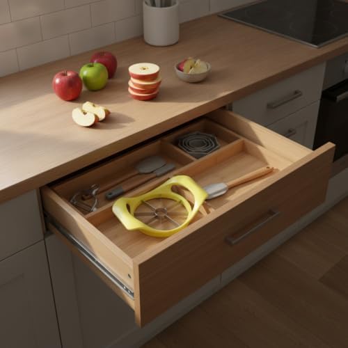 Kitchen Counter Fruit Prep Tool, Stainless Steel Apple Slicer and
