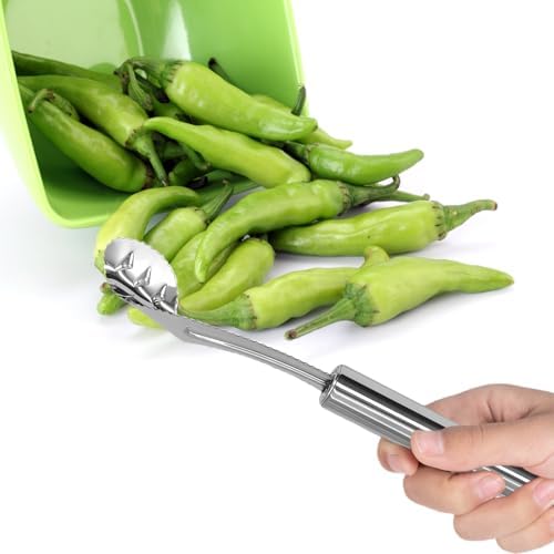 2 Pcs Jalapeno Corer Tool Pepper Corer with Serrated Slice Stainless