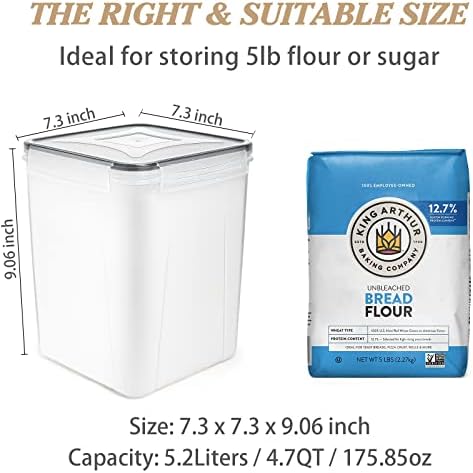 Wildone Flour Storage Containers 5.2L, 4 PCS Food Storage Containers