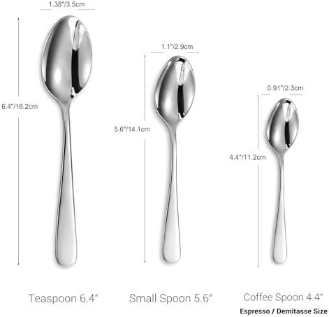 KEAWELL Premium Louise 4-Piece 18/10 Teaspoon Set (6.4" Teaspoon)