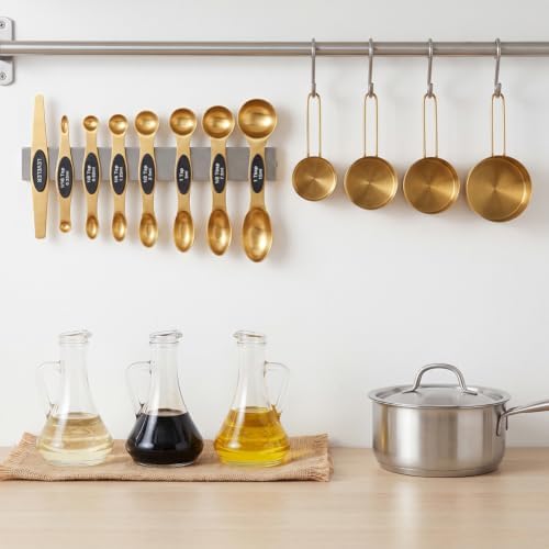 13Pcs Magnetic Measuring Spoons Set,Gold Stainless Steel Measuring