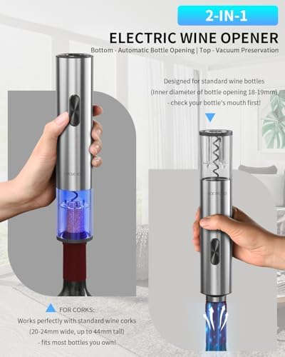 CIRCLE JOY Electric Wine Opener 7-in-1 Stainless Steel Rechargeable