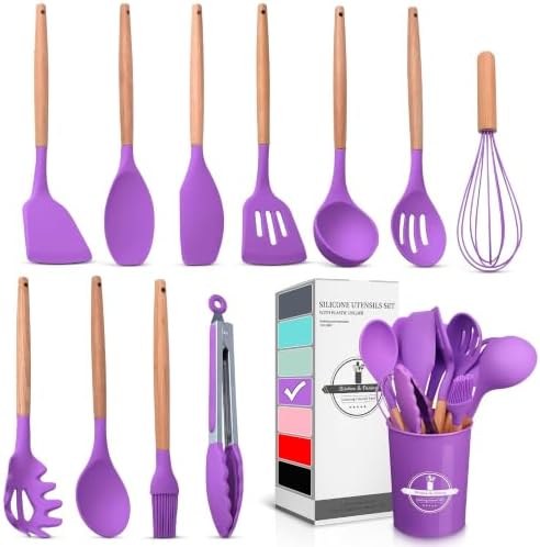 12 Pcs Purple Kitchen Accessories Set with Holder
