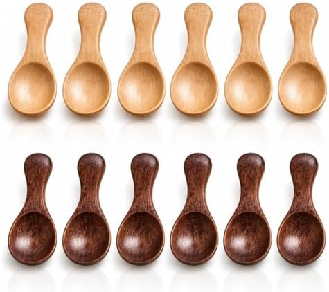 12 Pieces Small Wooden Spoon, SourceTon 3.35 Inches Salt Spoon Honey
