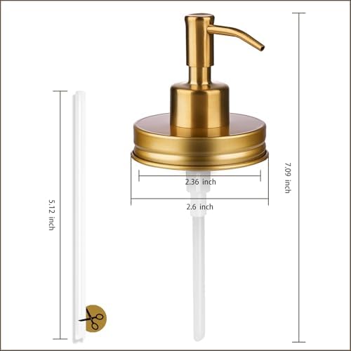 Amolliar Mason Jar Liquid Soap Dispenser Pump, Lotion Soap Pump Gold