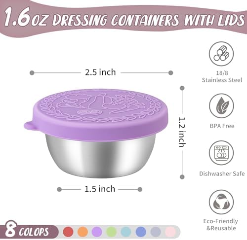 8 Pack - 1.6 Oz Small Salad Dressing Containers To Go, Sauce Cups with