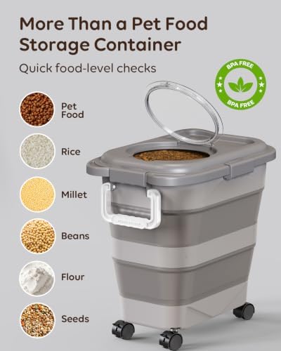 Collapsible Dog Food Container for 10-25 lbs, Airtight Storage Bin