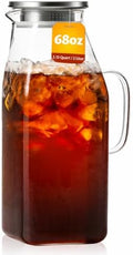 68oz Glass Pitcher with Lid, Borosilicate Glass Carafe with Filter