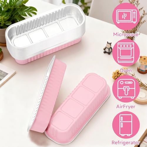 6.8oz Mini Loaf Pans with Lids, 100 Pcs Disposable Rectangular