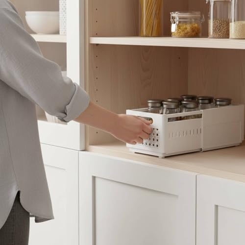 Cabinet Organizer Adjustable Drawer Basket Pull-Out Storage Solution
