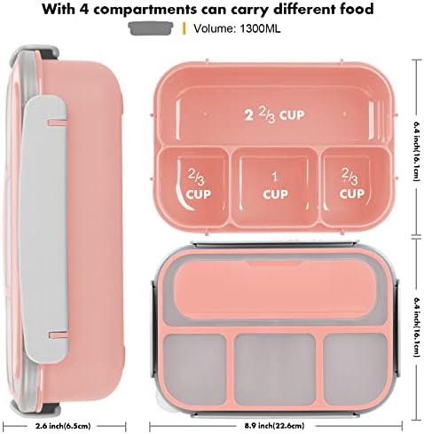 Bento Box for Kids 1300ML with 4 Compartment & Food Picks Cake Cups