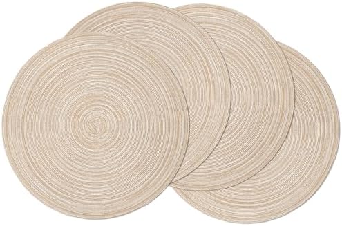 SHACOS Round Braided Placemats Set of 4 Washable Place Mats for Dining