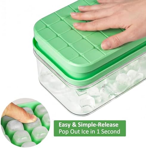 habgp Ice Cube Tray with Lid & Bin, Ice Cube Tray for Freezer with 56