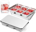 Ice Cube Tray with Lid, 2 Pack 12 Large Cubes, Stainless Steel Ice