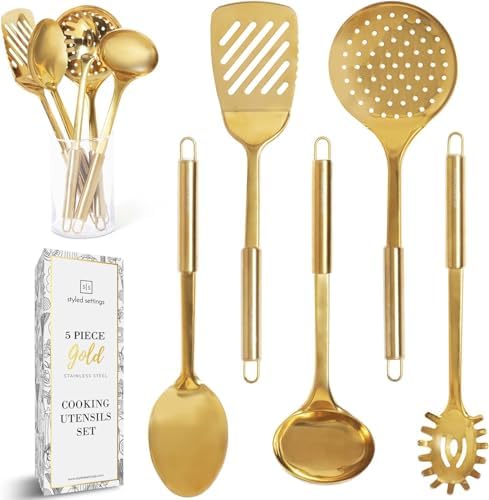 Styled Settings Gold Cooking Utensils Set, 5-Piece