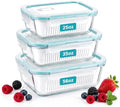 3 Pack Glass Berry Container Set with Removable Colander