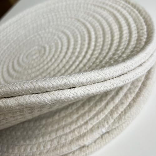 WAZAIGUR Round Placemats Set of 4 Thick Cotton Rope, 13inch, Cream
