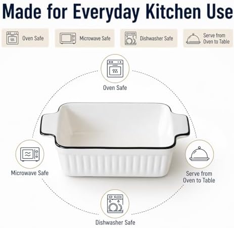12 Oz Casserole Dish, Ceramic Baking Dishes Sets of 4, Small Casserole