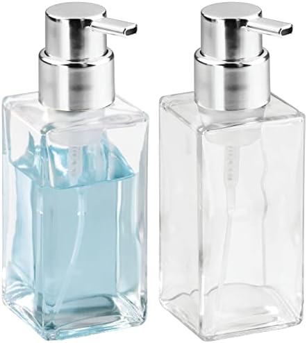 mDesign Glass Refillable Foaming Hand Soap Dispenser Modern Square