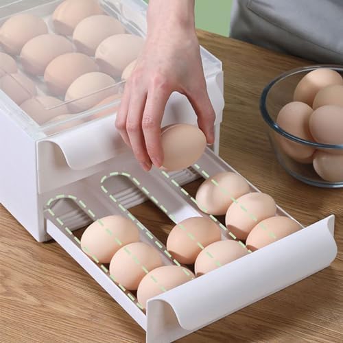 Double Layer Eggs Container with Drawers Practical Organizer Easy to