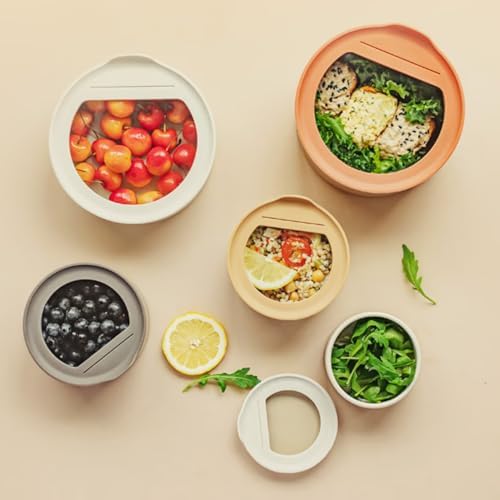 6 Set FIKA One Kitchen Ceramic Round Food Container Set with Glass