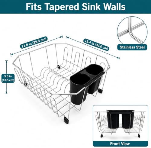 Small In-Sink Dish Drying Rack, Stainless Steel, 13.4" x 11.6"