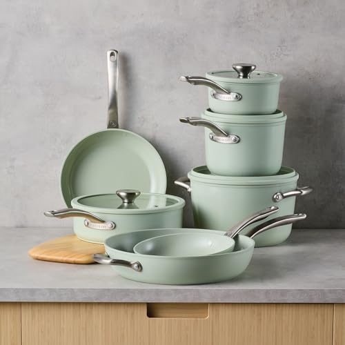 Circulon Halo with LaserDefense Ceramic Nonstick Cookware Set - Sage