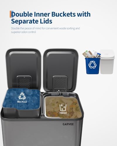 Garvee 2 x 8 Gal Dual-Compartment Recycling Trash Can