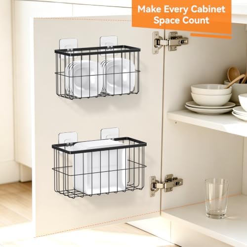 FAMNONE 2-Pack Adhesive Cabinet Door Organizer, 5.9" Inside Cabinet