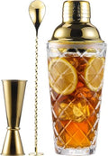 Glass Cocktail Shaker Set with Built-in Strainer – 16oz Thickened