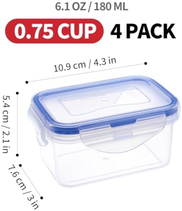 KIGI Small Food Storage Containers, BPA-Free Plastic, 4 Pack