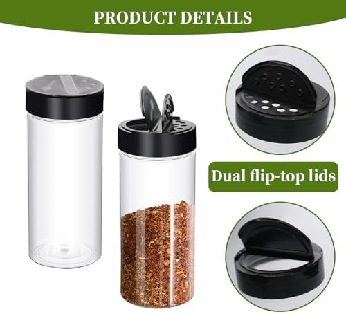 42 Pcs 16 oz Plastic Spice Jars with Shaker Lids Clear Kitchen