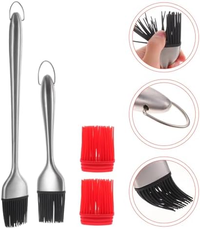 4pcs Silicone Pastry Basting Brush Set with Stainless Steel Hollow
