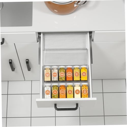 4Pcs Clear Plastic Spice Drawer Organizer Slanted Adjustable Insert