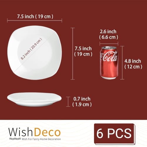 WishDeco Ceramic Appetizer Plates Set of 6, Small Dessert Plates