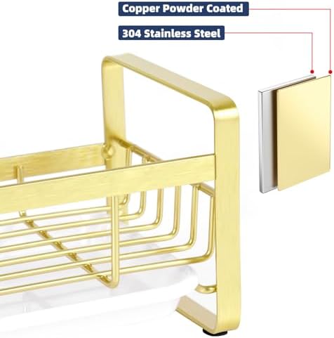 HULISEN Kitchen Sponge Holder, 304 Stainless Steel, Gold