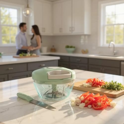 Manual Food Processor Vegetable Chopper, Portable Hand Pull String