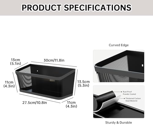 2Pcs Magnetic Spice Rack for Refrigerator, Black