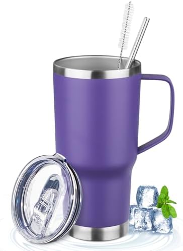20oz Insulated Tumbler with Handle Stainless Steel Travel Coffee Mug